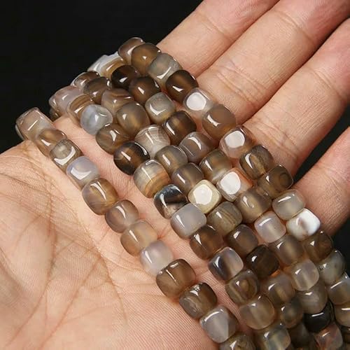 6–8 mm natürliche quadratische Steinperle, mehrfarbige Achate, Tigerauge, Würfel, lose Abstandsperlen für die Schmuckherstellung, DIY-Halsketten, Armbänder, Nr. 7–6–8 mm, 38,1 cm von VIEPGJ