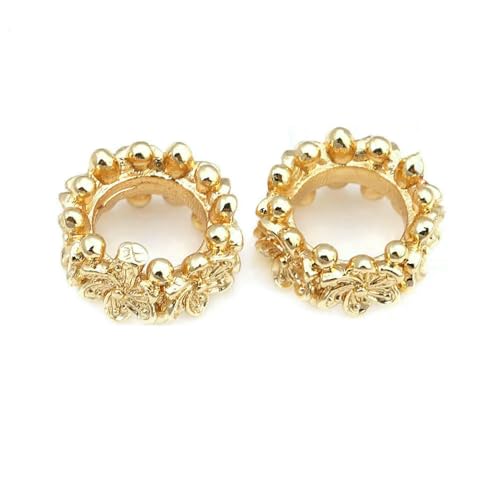 6 MM 8 MM 10 MM 18 Karat Goldfarbe Messing Blume Großes Loch Perle Abstandsperlen Armbandperlen DIY Schmuckherstellung Halskette-47780-18 Karat Goldfarbe von VIEPGJ
