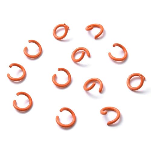 6 mm, 100 Stück, bunte offene Biegeringe, geteilter Biegering-Verbinder zur Schmuckherstellung, Zubehör, Orange, 6 mm von VIEPGJ