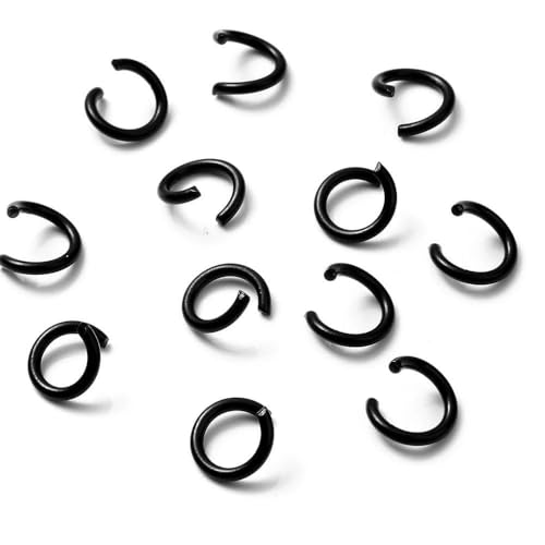 6 mm, 100 Stück, bunte offene Biegeringe, geteilter Biegering-Verbinder zur Schmuckherstellung, Zubehör, schwarz, 6 mm von VIEPGJ