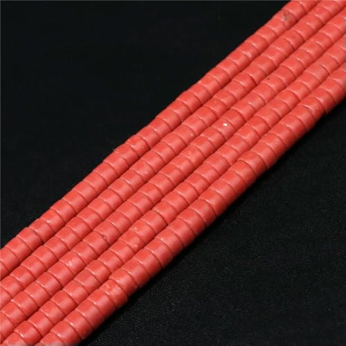6 x 3,0 mm natürliche flache runde Steinperlen, Türkis, Labradorit, Jaspis, Abstandshalter, lose Heishi-Perlen zur Schmuckherstellung, DIY-Zubehör – Nr. 35 Porzellan – 6 x von VIEPGJ