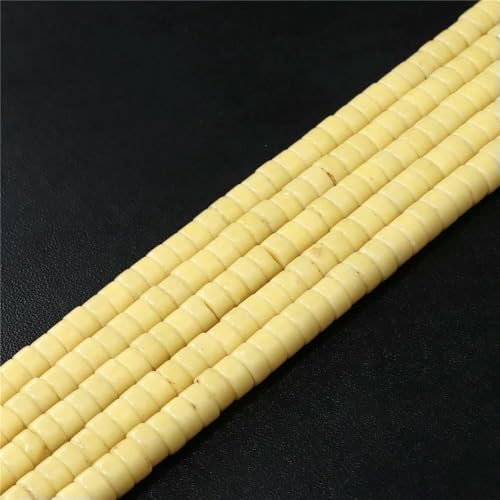 6 x 3,0 mm natürliche flache runde Steinperlen, Türkis, Labradorit, Jaspis, Abstandshalter, lose Heishi-Perlen zur Schmuckherstellung, DIY-Zubehör – Nr. 38 Porzellan – 6 x von VIEPGJ