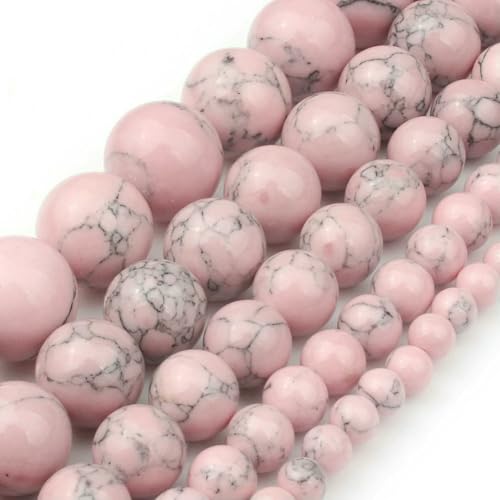 6mm 8mm Natural Stone Rose Quartzs Pink Crystal Cat Eye Howlite Jade Round Loose Beads for Jewelry Making DIY Bracelet Wholesale-howlite-6mm approx 61pcs von VIEPGJ