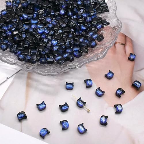 7 mm, 30 Stück, kleine Glasperlen mit Katzenkopf, niedliche Lampwork-Charm-Katzenperlen für die Schmuckherstellung, DIY-Armbänder, Halsketten, Ohrringe, 10–30 Stück von VIEPGJ