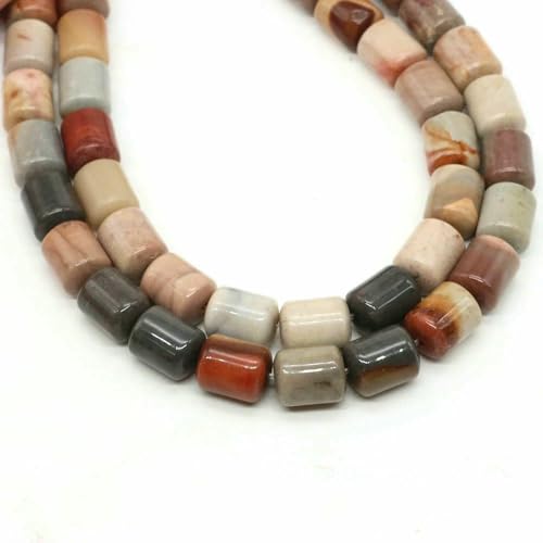 8 x 10 mm Zylinderform Natursteinperlen Tigerauge Achat Lose Abstandsperlen für Schmuckherstellung DIY Armband Halskette Zubehör-Alxa Achat-37 Stück von VIEPGJ