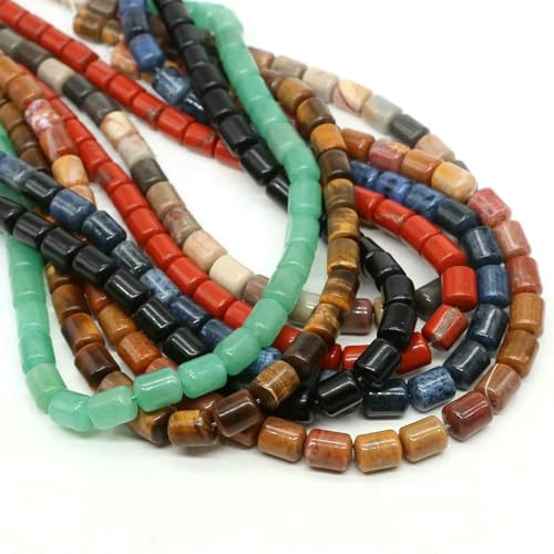 8 x 10 mm Zylinderform Natursteinperlen Tigerauge Achat Lose Abstandsperlen für Schmuckherstellung DIY Armband Halskette Zubehör - Steine - 37 Stück von VIEPGJ