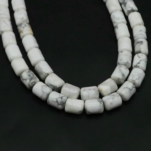 8 x 10 mm Zylinderform Natursteinperlen Tigerauge Achat Lose Abstandsperlen für Schmuckherstellung DIY Armband Halskette Zubehör-Weiß Türkis-37 Stück von VIEPGJ