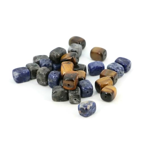 8 x 11 mm rechteckige natürliche Kristallperlen, lange quadratische Form, Tigerauge-Stein, lose Perlen zur Schmuckherstellung, Armband, DIY-Zubehör – Stein – 20 Stück von VIEPGJ
