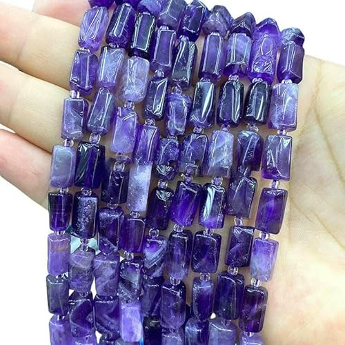8 x 12 mm Naturstein, kanadischer grüner Jade-Jaspis, unregelmäßige Zylinder-Abstandshalterperlen für die Schmuckherstellung, DIY-Armband-Charms-Zubehör, Amethyst, 18–19 cm, 13–15 Stück 8 x 12 mm Naturstein, kanadischer grüner Jade-Jaspis, unregelmäßige Zylinder-Abstandshalterperlen für die Schmuckherstellung, DIY-Armband-Charms-Zubehör, Amethyst, 18–19 cm, 13–15 Stück von VIEPGJ