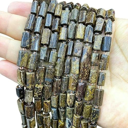 8 x 12 mm Naturstein, lila, lavendelfarbener Amethyst, unregelmäßige Zylinder-Abstandshalterperlen für die Schmuckherstellung, DIY-Armband-Charms, Zubehör – Bronzit – 36–38 cm, 28–30 Stück von VIEPGJ