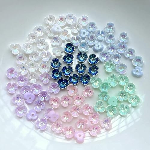 90 Stück 6 mm Harz-Blumen-Ohrringe mit losem Abstand, Perlenkappen für Mode-Diy-Schmuck-Entdeckung und Produktionszubehör – Mischen von VIEPGJ
