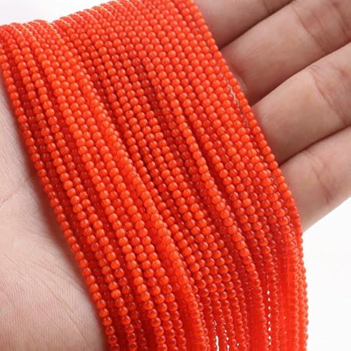 900 Stück Katzenauge, 2 mm, Glasperlen, rund, lose Abstandshalter, kleine Perlen für die Schmuckherstellung, DIY-Armbänder, Halskettenzubehör, 5 Stränge, 6, orange, 2 mm (ca. 900 Stück von VIEPGJ