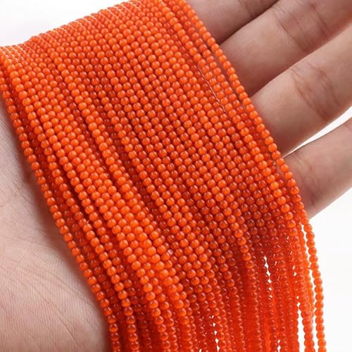 900 Stück Katzenauge, 2 mm, Glasperlen, rund, lose Abstandshalter, kleine Perlen zur Schmuckherstellung, DIY-Armbänder, Halskettenzubehör, 5 Stränge, 1, L, Orange, 2 mm (ca. 900 Stück) von VIEPGJ