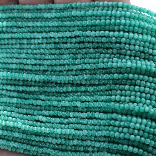 900 Stück Katzenauge, 2 mm, Glasperlen, rund, lose Abstandshalter, kleine Perlen zur Schmuckherstellung, DIY-Armbänder, Halskettenzubehör, 5 Stränge, Helles Malachitgrün, 2 mm (ca. 900 von VIEPGJ