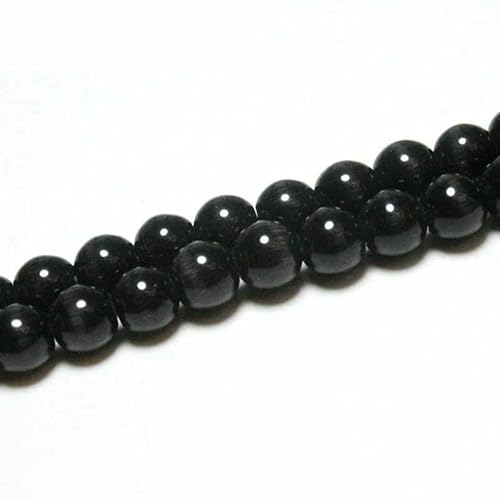 AAA-Perlen aus Naturstein, weiß, lila, rosa, schwarz, grün, Katzenauge, rund, für Schmuckherstellung, DIY-Armband, Halskette, 6/8/10 mm, schwarz, 10 mm, ca. 36 Stück AAA-Perlen aus Naturstein, weiß, lila, rosa, schwarz, grün, Katzenauge, rund, für Schmuckherstellung, DIY-Armband, Halskette, 6/8/10 mm, schwarz, 10 mm, ca. 36 Stück von VIEPGJ