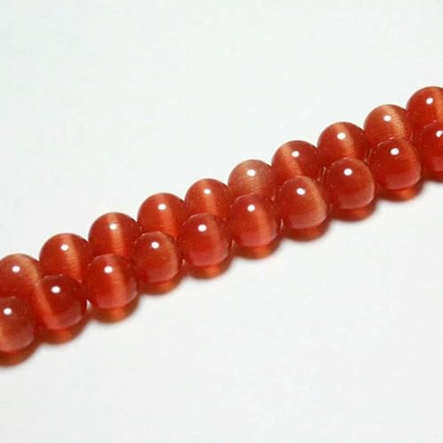 AAA Weiß Lila Rosa Schwarz Grün Katzenauge Runde Natursteinperlen für Schmuckherstellung DIY Armband Halskette 6/8/10mm-Rot-8mm ca. 46 Stück von VIEPGJ