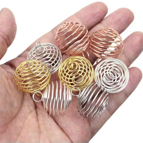 Anhänger Laterne Feder Spiralperlen Käfige Legierung Silber Gold Farbe Für Charms Halsketten Schmuck DIY Finding 25mm-Gemischt von VIEPGJ