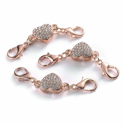 DIY Schmuck Runde Herz Strass Halskette Magnetverschluss Verbinder mit Karabinerverschluss Armband Gold Silber Schmuckzubehör-Roségold DIY Schmuck Runde Herz Strass Halskette Magnetverschluss Verbinder mit Karabinerverschluss Armband Gold Silber Schmuckzubehör-Roségold von VIEPGJ