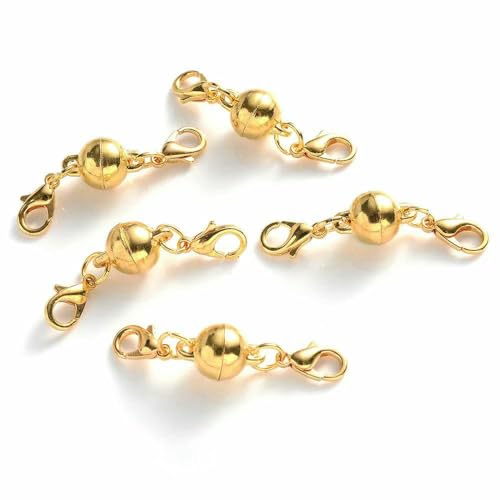 DIY Schmuck Runde Herz Strass Halskette Magnetverschluss Verbinder mit Karabinerverschluss Armband Gold Silber Schmuckzubehör-gold_d von VIEPGJ