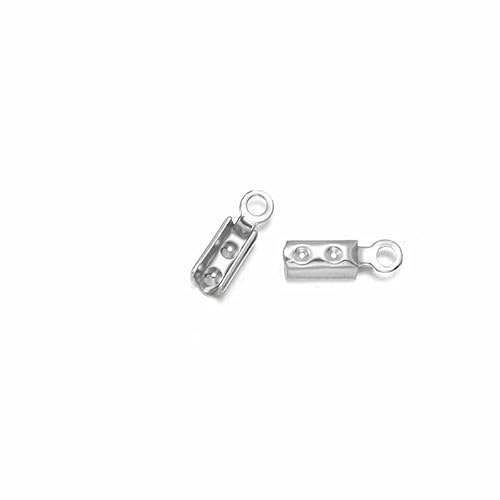 Edelstahl-Crimp-Endperlenkappen, Lederband-Clip-Spitze, gefaltete Crimp-Perlen-Armbandverbinder zur Schmuckherstellung, quadratischer Stahl, 2 mm, 50 Stück von VIEPGJ