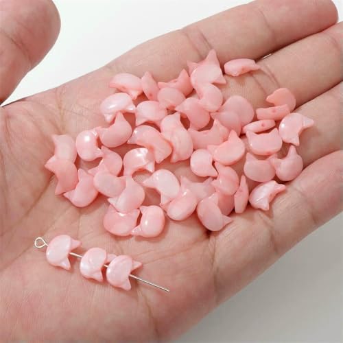 Gefärbte bunte Perlmutt-Muschelperlen, süßer Hase, Katze, natürlicher Muschelanhänger, lose Perlen, Charm für Schmuckherstellung, DIY-Armband, Nr. 21 (8 x 10 mm), 5 Stück von VIEPGJ