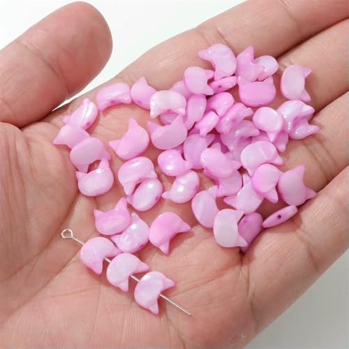Gefärbte bunte Perlmutt-Muschelperlen, süßer Hase, Katze, natürlicher Muschelanhänger, lose Perlen, Charm für Schmuckherstellung, DIY-Armband, Nr. 22 (8 x 10 mm), 5 Stück von VIEPGJ
