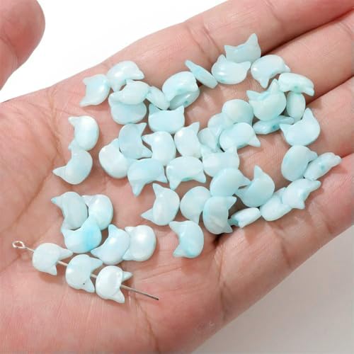 Gefärbte bunte Perlmutt-Muschelperlen, süßer Hase, Katze, natürlicher Muschelanhänger, lose Perlen, Charm für Schmuckherstellung, DIY-Armband, Nr. 23 (8 x 10 mm), 5 Stück von VIEPGJ