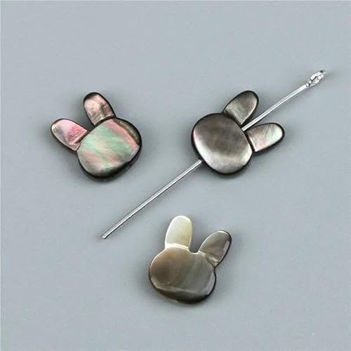 Gefärbte bunte Perlmutt-Muschelperlen, süßer Kaninchen-Katzen-Anhänger, natürlicher Muschel-Anhänger, lose Perlen, Charm für Schmuckherstellung, DIY-Armband, Nr. 26 (10 x 12 mm), 5 St von VIEPGJ