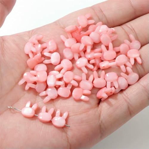 Gefärbte bunte Perlmutt-Muschelperlen, süßer Kaninchen-Katzen-Anhänger, natürlicher Muschel-Anhänger, lose Perlen, Charm für Schmuckherstellung, DIY-Armband, Nr. 6 (8 x 10 mm), 5 Stüc von VIEPGJ