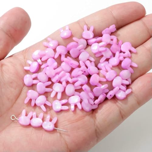 Gefärbte bunte Perlmutt-Muschelperlen, süßer Kaninchen-Katzen-Anhänger, natürlicher Muschel-Anhänger, lose Perlen, Charm für Schmuckherstellung, DIY-Armband, Nr. 7 (8 x 10 mm), 5 Stüc von VIEPGJ
