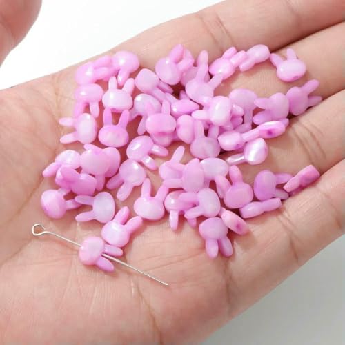 Gefärbte bunte Perlmutt-Muschelperlen, süßer Kaninchen-Katzen-Anhänger aus natürlicher Muschel, lose Perlen, Charm für die Schmuckherstellung, DIY-Armband, Nr. 2 (8 x 10 mm), 5 Stück von VIEPGJ