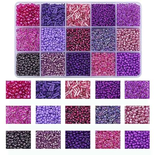 Glasperlen-Set in 15 Farben zur Herstellung von Armbändern, lose Abstandsperlen mit Aufbewahrungsbox, Röhrenperlen-Set zum Selbermachen von Halskettenanhängern-02 Glasperlen-Set in 15 Farben zur Herstellung von Armbändern, lose Abstandsperlen mit Aufbewahrungsbox, Röhrenperlen-Set zum Selbermachen von Halskettenanhängern-02 von VIEPGJ