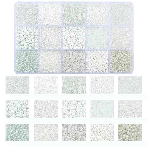 Glasperlen-Set in 15 Farben zur Herstellung von Armbändern, lose Abstandsperlen mit Aufbewahrungsbox, Röhrenperlen-Set zum Selbermachen von Halskettenanhängern-08 Glasperlen-Set in 15 Farben zur Herstellung von Armbändern, lose Abstandsperlen mit Aufbewahrungsbox, Röhrenperlen-Set zum Selbermachen von Halskettenanhängern-08 von VIEPGJ