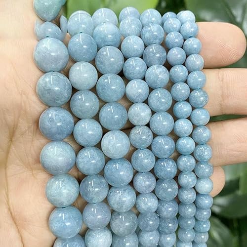 Glatte, runde Perlen aus Naturstein, blauer Chalcedon, für die Herstellung von Modeschmuck, Armbändern, Ringen und Ohrringen, 38,1 cm Strang, 6/8/10/12 mm – 12 mm, ca. 30 Stück Glatte, runde Perlen aus Naturstein, blauer Chalcedon, für die Herstellung von Modeschmuck, Armbändern, Ringen und Ohrringen, 38,1 cm Strang, 6/8/10/12 mm – 12 mm, ca. 30 Stück von VIEPGJ