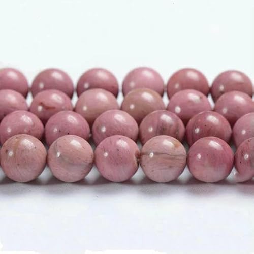 Glatter Naturstein, blaue Türkise, runde lose Perlen, 15" Strang, 4 6 8 10 12 mm, Auswahlgröße zur Schmuckherstellung, rosa Rhodonit, 4,0 mm, 86 bis 95 Stück von VIEPGJ
