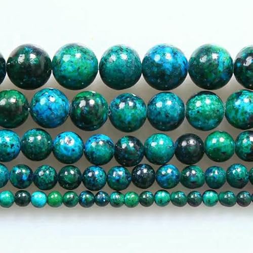Glatter Naturstein, blaue Türkise, runde lose Perlen, 38,1 cm Strang, 4, 6, 8, 10, 12 mm, Auswahlgröße zur Schmuckherstellung, Chrysokoll, 8 mm, 45 bis 48 Stück Glatter Naturstein, blaue Türkise, runde lose Perlen, 38,1 cm Strang, 4, 6, 8, 10, 12 mm, Auswahlgröße zur Schmuckherstellung, Chrysokoll, 8 mm, 45 bis 48 Stück von VIEPGJ