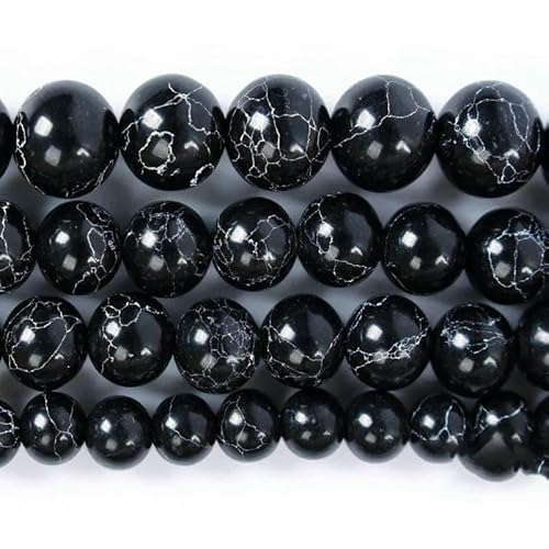 Glatter Naturstein, blaue Türkise, runde lose Perlen, 38,1 cm Strang, 4, 6, 8, 10, 12 mm, Auswahlgröße zur Schmuckherstellung, Schwarztürkis, 6 mm, 60 bis 63 Stück Glatter Naturstein, blaue Türkise, runde lose Perlen, 38,1 cm Strang, 4, 6, 8, 10, 12 mm, Auswahlgröße zur Schmuckherstellung, Schwarztürkis, 6 mm, 60 bis 63 Stück von VIEPGJ