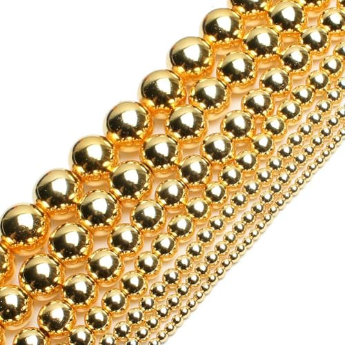 Goldfarbene Perlen, Naturstein, gelber Jade-Achat, Hämatit, Lava, runde lose Perlen für die Schmuckherstellung, DIY, handgefertigtes Armband, 15 Zoll – 18 Karat Hämatit, 4,0 mm, ca. 91 S Goldfarbene Perlen, Naturstein, gelber Jade-Achat, Hämatit, Lava, runde lose Perlen für die Schmuckherstellung, DIY, handgefertigtes Armband, 15 Zoll – 18 Karat Hämatit, 4,0 mm, ca. 91 S von VIEPGJ