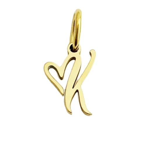Herz Kunst Initial Alphabet Anhänger DIY Name Personalisierter Geburtstag Edelstahl Damen Modeschmuck AZ Großhandel-YP45237 - K-Gold Farbe von VIEPGJ