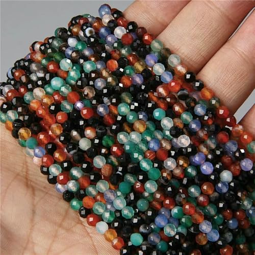 Kleine natürliche facettierte Steinperlen, violetter Glimmer, 2/3/4,0 mm, Quarze, Amethyste, Achate, Fluoritkristall, facettierte Perle zur Schmuckherstellung, Nr. 7, Achat, 2 mm, ca. 180 Stüc Kleine natürliche facettierte Steinperlen, violetter Glimmer, 2/3/4,0 mm, Quarze, Amethyste, Achate, Fluoritkristall, facettierte Perle zur Schmuckherstellung, Nr. 7, Achat, 2 mm, ca. 180 Stüc von VIEPGJ