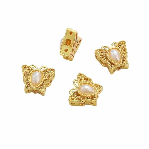 Kupferplattierte, goldfarbene Abstandsperlen aus Glas/Katzenauge, lose Metallperlen, Charms zur Schmuckherstellung, Armbänder, DIY-Zubehör, Stil 01 von VIEPGJ