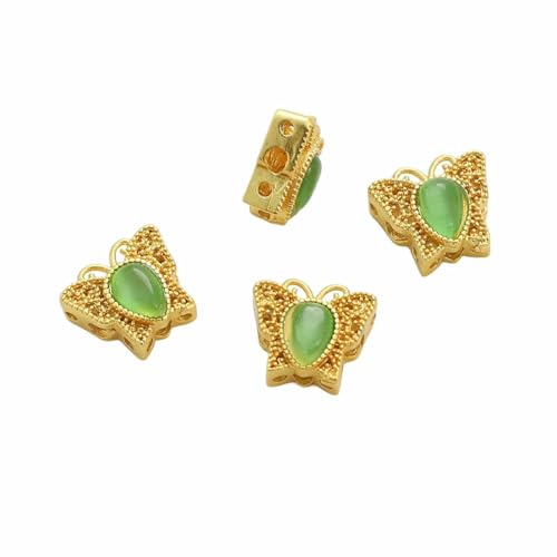 Kupferplattierte, goldfarbene Abstandsperlen aus Glas/Katzenauge, lose Metallperlen, Charms zur Schmuckherstellung, Armbänder, DIY-Zubehör, Stil 02 von VIEPGJ