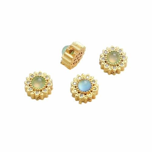 Kupferplattierte, goldfarbene Abstandsperlen aus Glas/Katzenauge, lose Metallperlen, Charms zur Schmuckherstellung, Armbänder, DIY-Zubehör, Stil 04 von VIEPGJ