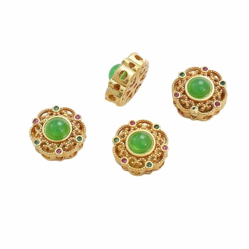 Kupferplattierte, goldfarbene Abstandsperlen aus Glas/Katzenauge, lose Metallperlen, Charms zur Schmuckherstellung, Armbänder, DIY-Zubehör, Stil 06 von VIEPGJ