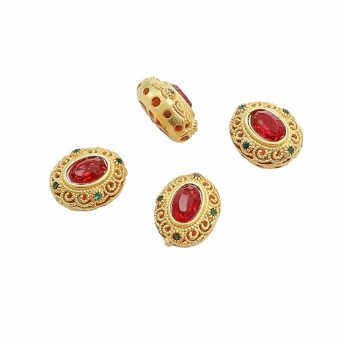 Kupferplattierte, goldfarbene Abstandsperlen aus Glas/Katzenauge, lose Metallperlen, Charms zur Schmuckherstellung, Armbänder, DIY-Zubehör, Stil 08 von VIEPGJ