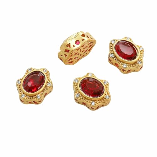 Kupferplattierte, goldfarbene Abstandsperlen aus Glas/Katzenauge, lose Metallperlen, Charms zur Schmuckherstellung, Armbänder, DIY-Zubehör, Stil 09 von VIEPGJ