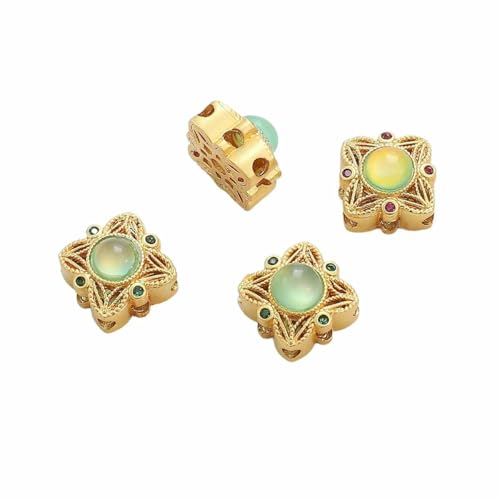 Kupferplattierte, goldfarbene Abstandsperlen aus Glas/Katzenauge, lose Metallperlen, Charms zur Schmuckherstellung, Armbänder, DIY-Zubehör, Stil 11 von VIEPGJ