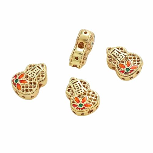 Kupferplattierte, goldfarbene Abstandsperlen aus Glas/Katzenauge, lose Metallperlen, Charms zur Schmuckherstellung, Armbänder, DIY-Zubehör, Stil 14 von VIEPGJ