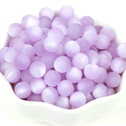 Matte Katzenaugen, 10–100 Stück, bunte Harzperlen, 8–16 mm, runde, lose Abstandsperlen für die Schmuckherstellung, DIY-Armband, Halskette, handgefertigt, Lila, 10 mm, 50 Stück von VIEPGJ