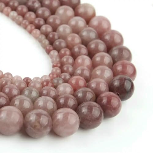 Mineralperlen im 47-Stil, Naturstein, Amazonit, Rhodonit, Sediment, Jade, Jaspis, Steinperlen zur Schmuckherstellung, DIY-Armband, 15 Zoll, Erdbeerquarz, 10 mm, 36 Perlen von VIEPGJ